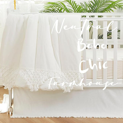 Brandream Boho Bohemian Girl Boy Baby Nursery Crib Bed Skirt Dust Ruffle - Image 2
