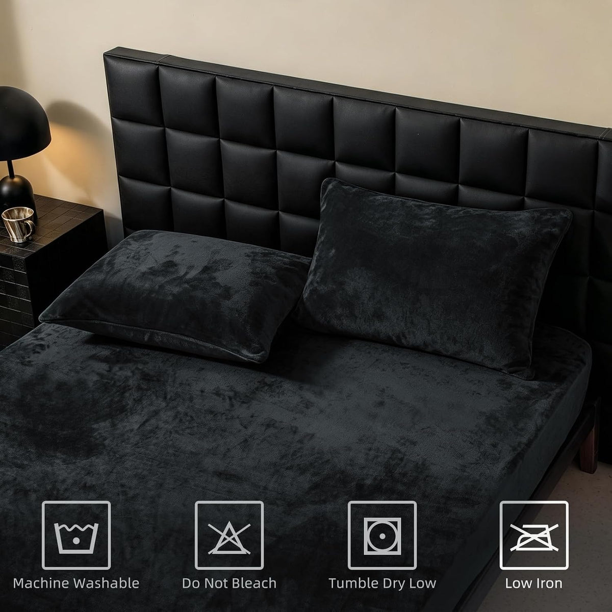 warmdern velvet fitted sheet and pillowcase set 3 shown in use