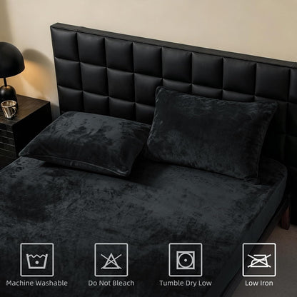 warmdern velvet fitted sheet and pillowcase set 3 shown in use