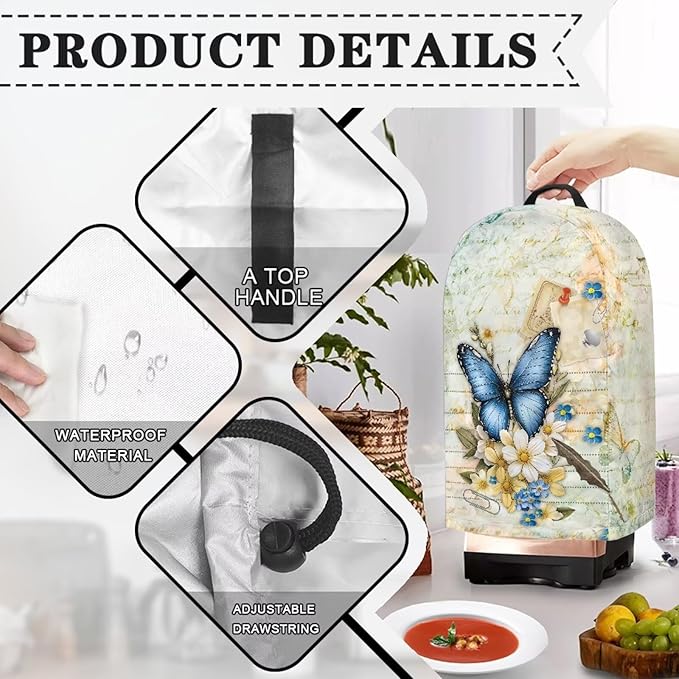 Butterfly Floral Blender Dust Cover Kitchen Appliance Oil-Proof Food Processor - Image 4
