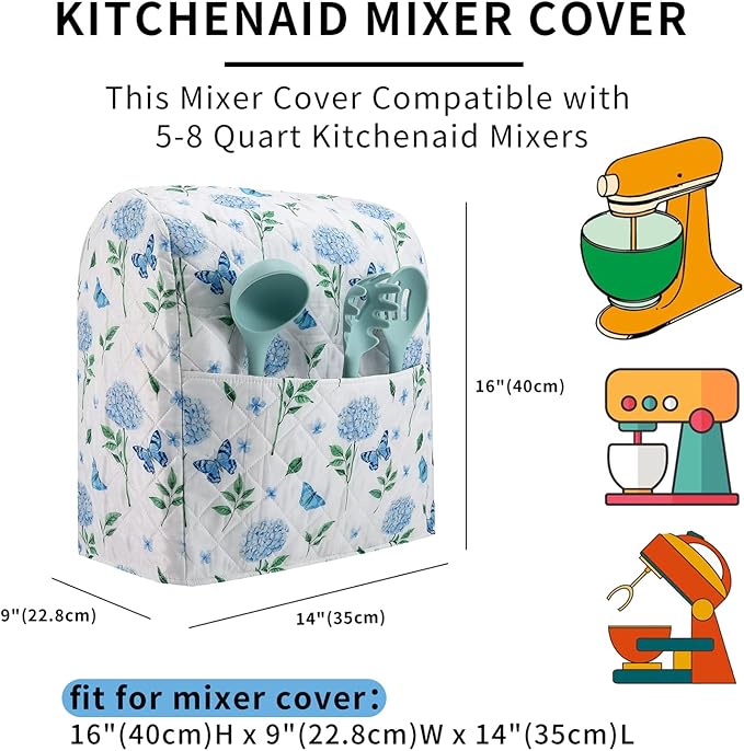 Stand Mixer Cover, Hydrangea Kitchen Mixer Cover Compatible - Image 2