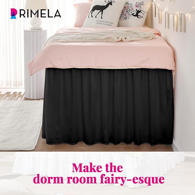 RIMELA Dorm Bed Skirt Twin XL 25 Inch Drop, Extra Long Wrap Around Elastic Bed - Image 6