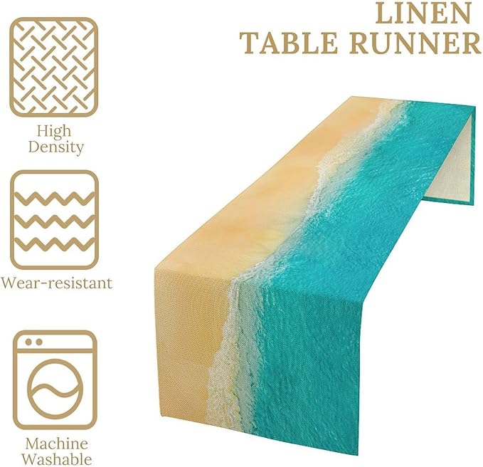 Summer Beach Table Runner Nautical Coastal Seaside Relaxing Blue Ocean Beach - Image 4