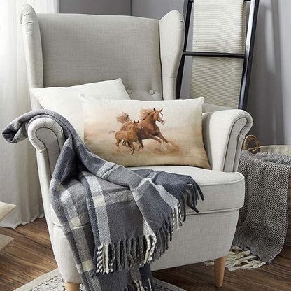 TKS MITLAN Two Horses Decorative Pillow Covers Purebred White Arabian Horse in - Image 3