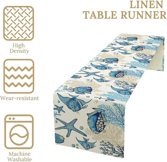 Coral Ocean Fish Table Runner for Kitchen Bedroom Living Room Underwater World - Image 4