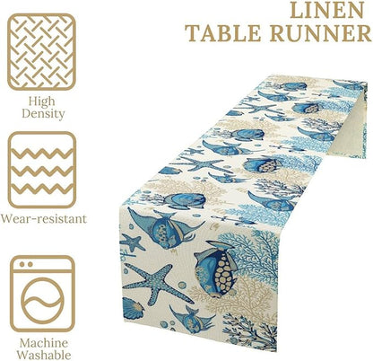 Coral Ocean Fish Table Runner for Kitchen Bedroom Living Room Underwater World - Image 4