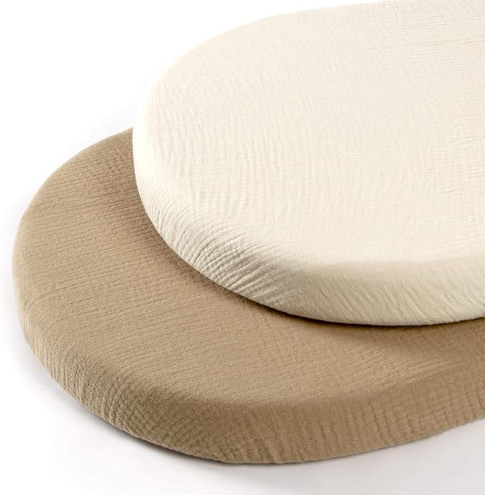 lulumoon Baby Muslin Bassinet Sheets: Cotton Bassinet Sheets Neutral by Lulumoon