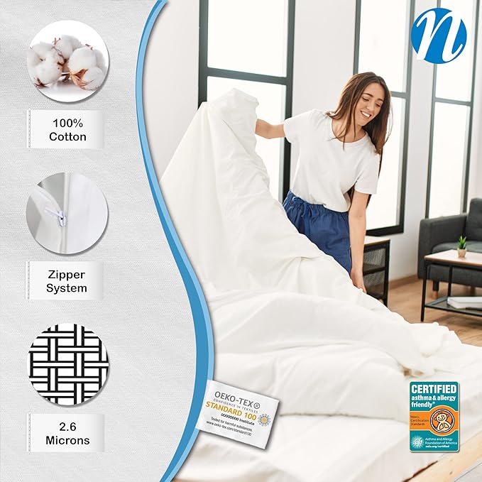 National Allergy Premium 100% Cotton Duvet Comforter Protector - Image 2