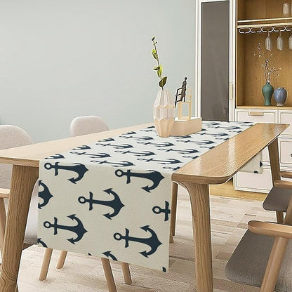 Nautical Themed Table Runner, Oceanic Sailing Element Travel Ship Yacht Table - Image 2