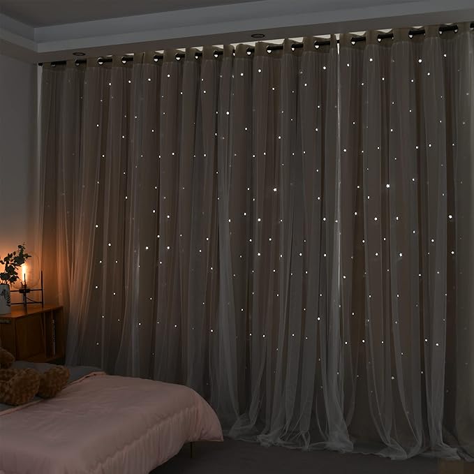 Kinryb Kids Blackout Curtains for Bedroom/Living Room/Classroom, Sheer Overlay - Image 3