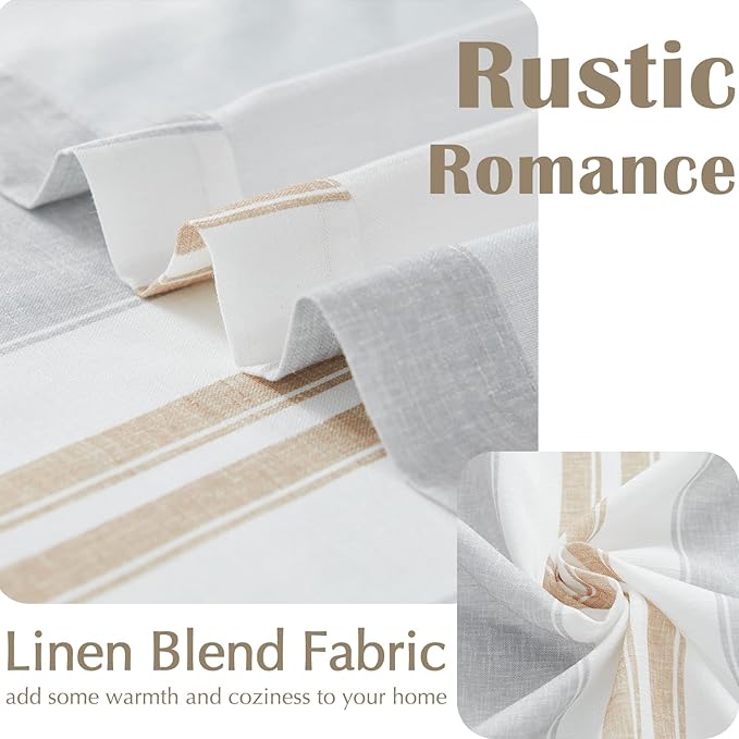 jinchan Striped Valance Farmhouse Window Treatment Linen Textured Drapes - Image 5