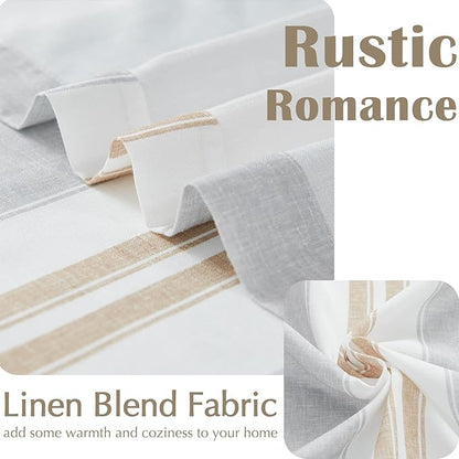 jinchan Striped Valance Farmhouse Window Treatment Linen Textured Drapes - Image 5