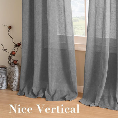 H.VERSAILTEX Linen Curtain Panel Pair Extra Long 108" Long Nickel Grommet Top - Image 7