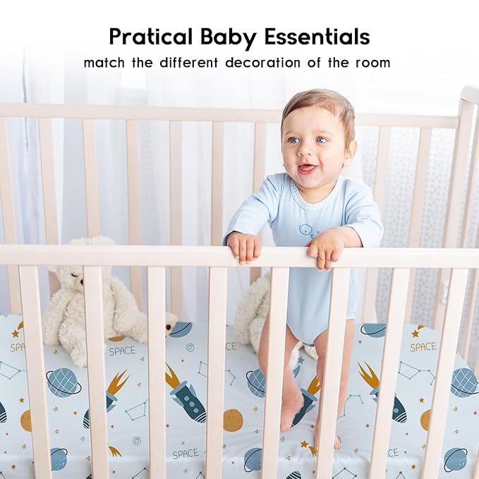 Yoofoss Baby Crib Sheets for Boys Girls, Fitted Crib Sheet 2 Pack for Standard - Image 6