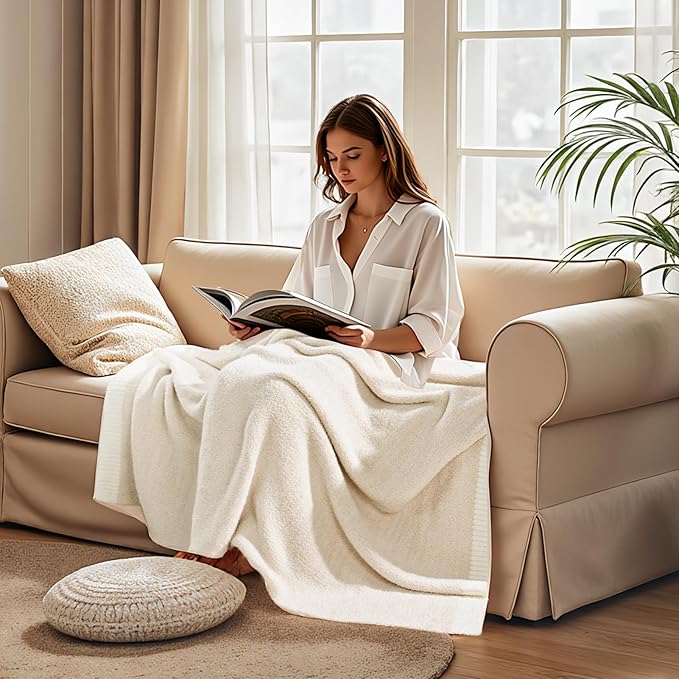 NNEXHOME PRO Soft Blanket for Women, Cozy Blanket Warm Reversible Knit - Image 4