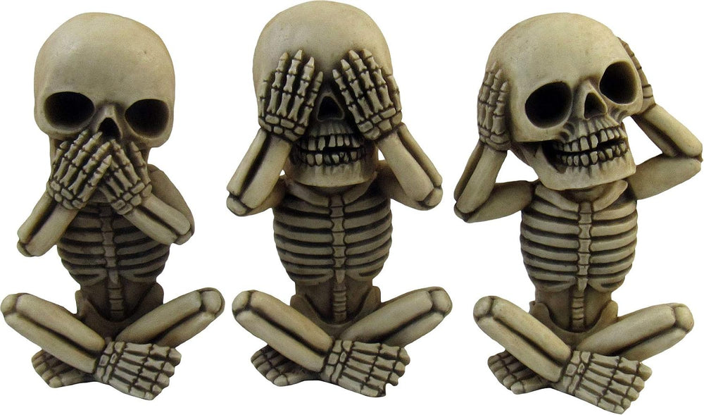DWK Morbid Morals See Hear Speak No Evil Mini Skeleton Figurines | Macabre fo...