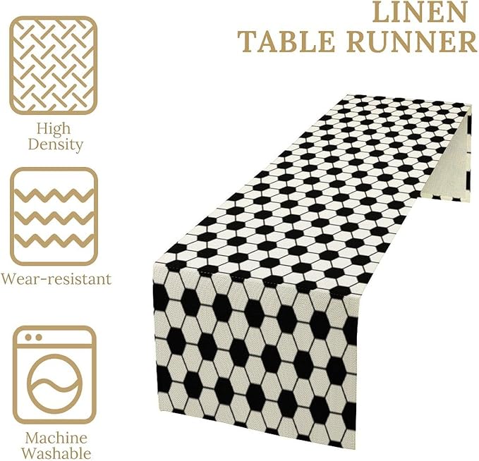 Vintage Soccer Table Runner Sport Game Days Seasonal Table Runner Football - Image 4