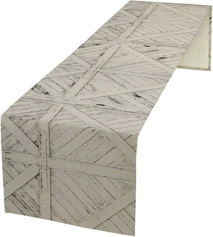 Rustic Wooden Plank Table Runner Retro Wood Texture Farmhouse Barn Door Kitchen by ZhiRain