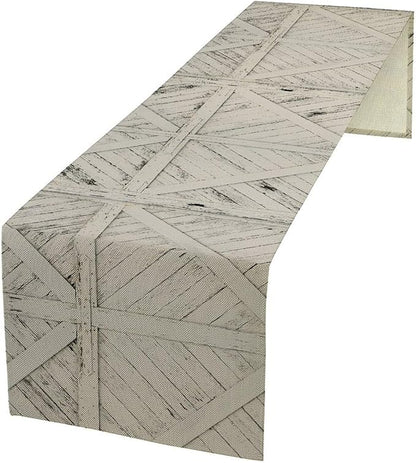 Rustic Wooden Plank Table Runner Retro Wood Texture Farmhouse Barn Door Kitchen by ZhiRain