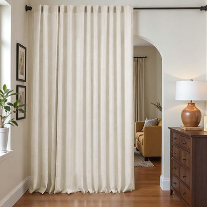jinchan Linen and polyester Beige Curtains 96 Inches Long - Image 9