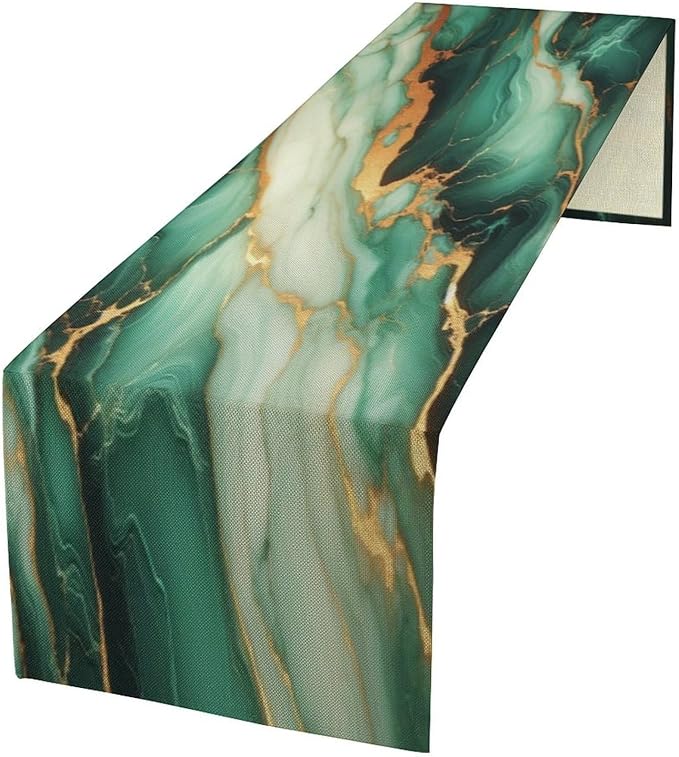 Marble Print Table Runner, Modern Fashion Style Abstract Table Runner by ShiTingYu