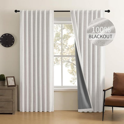 CUCRAF Custom Linen 100% Total Blackout Curtains, Light Blocking Drapes Thermal - Image 8