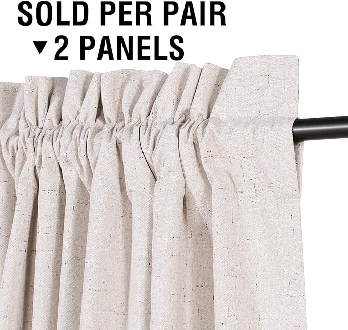 H.VERSAILTEX Linen Look 100% Blackout Curtains 45 Inches Long - Image 3