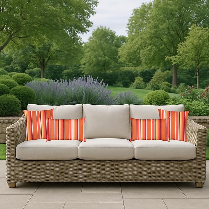 RSH DECOR: Sunbrella Square Throw Pillows Set of 4 | 17" x 17" | Water and - Image 2