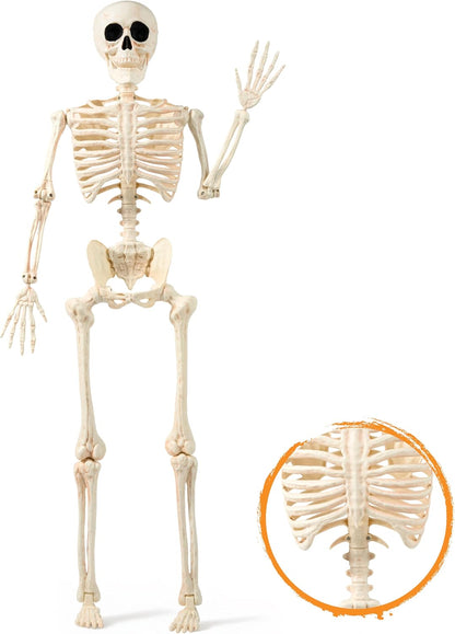 JOYIN 36" Halloween Skeleton Decor, 3FT Full Body Realistic Bones with Stayable Movable Joints, Posable Hanging Skeletons for Halloween Decoration, Yard, Graveyard, Haunted House, Spooky Scene Party