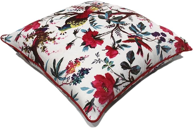 Eyes of India Velvet Floral Flower Bird Throw Pillow Sofa Cushion Cover Case - Image 5
