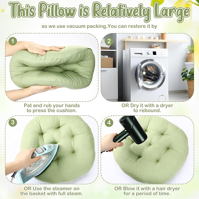 Fumete 12 Pcs Floor Pillows Cushions Seating 16 x 16 Inches Color Round Seat - Image 3