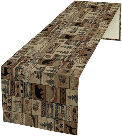 Wildlife Bear Table Runner, Rustic Cabin Animal Farmhouse Table Runner by Unknown