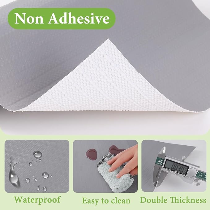 Shelf Liners for Kitchen Cabinets 12in x 20FT Non Adhesive Drawer Liner Grey - Image 2