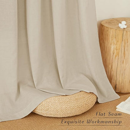 NICETOWN Linen Flax Semi Sheer Curtains 92" Length, Grommet Window Treatments - Image 2