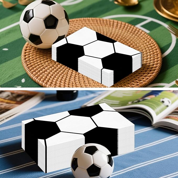 100 PCS Soccer Paper Napkins, Disposable Soccer Bathroom Guest Hand Towels - Image 5