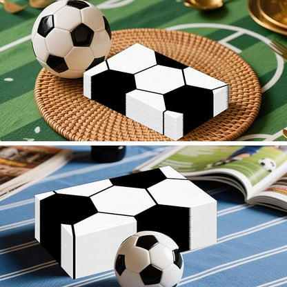 100 PCS Soccer Paper Napkins, Disposable Soccer Bathroom Guest Hand Towels - Image 5