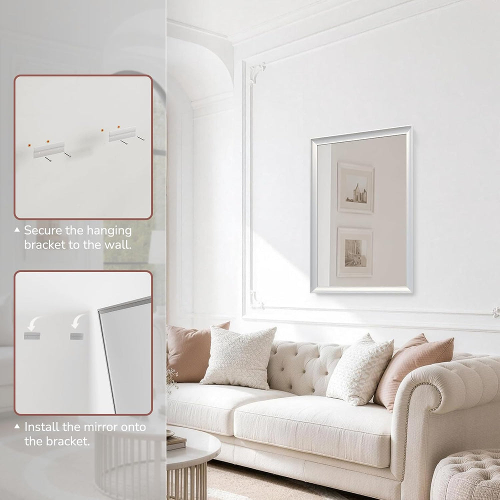 USHOWER 2 Pack 24x36 Inch Brushed Nickel Bathroom Mirrors for Over Sink