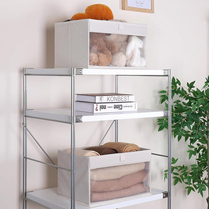 wuike closet storage bins with clear window, beige, package contents