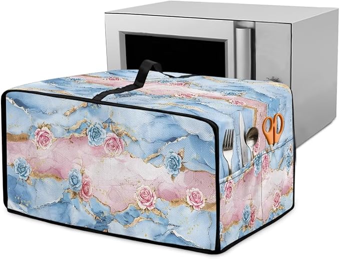 Rose Marble Texture Print Microwave Oven Grill Cover Protector Polyester-Linen by HwzdsyxlCreativeHomeDecor