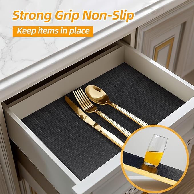 Shelf and Drawer Liner for Kitchen Cabinets Non-Adhesive, Strong Grip Non-Slip - Image 2