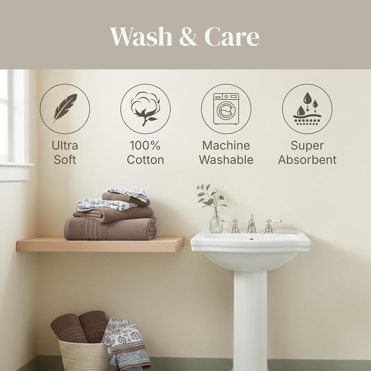 modern threads 6 piece bath towel set – on a desk or shelf