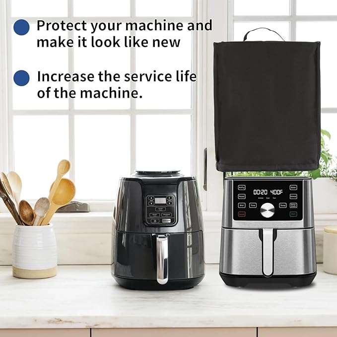 Black Air Fryer Cover for Kitchen Counter, Heavy Duty Heat-Resistant Dust Cover - Image 3