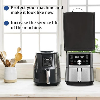 Black Air Fryer Cover for Kitchen Counter, Heavy Duty Heat-Resistant Dust Cover - Image 3