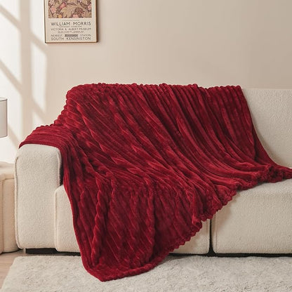 NEWCOSPLAY Super Soft Throw Blanket Red Premium Silky Flannel Fleece 3D Ribbed - Image 8