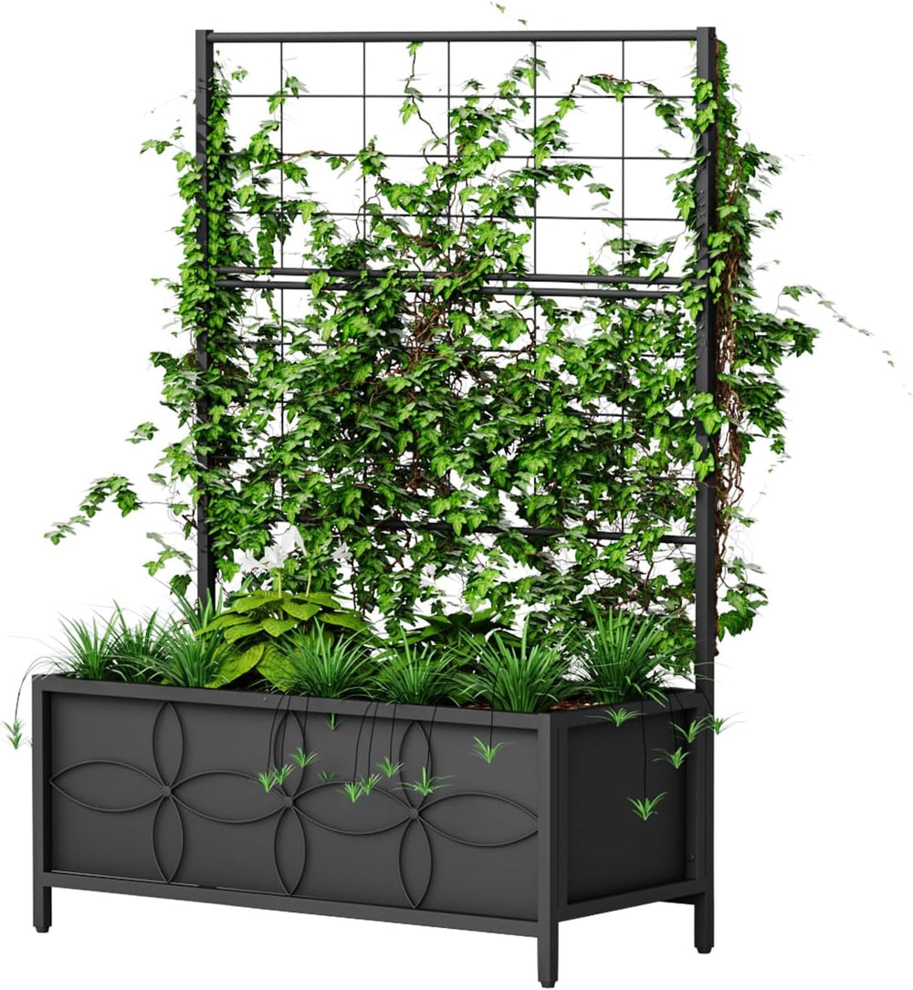 Zhongma Sturdy Raised Garden Bed with Trellis (15.75 x 35.43 x 48.8 in) for V...
