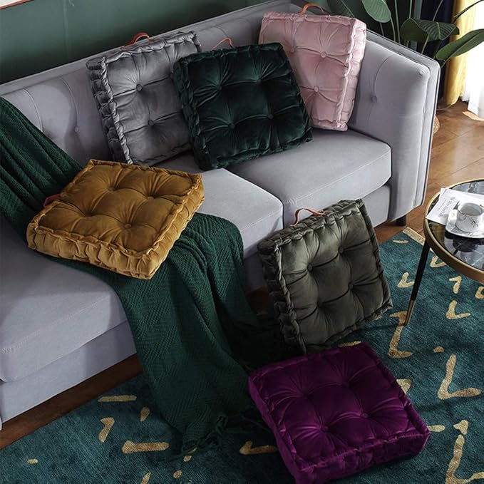 vctops Square Solid Color Velvet Seat Cushion - Image 4