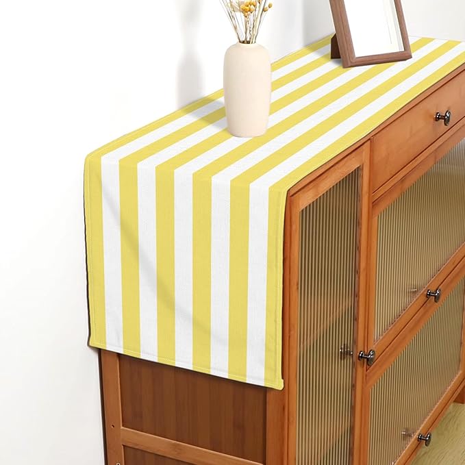 Yellow and White Cabana Striped Table Runner Birthday Party Decoration Baby - Image 6