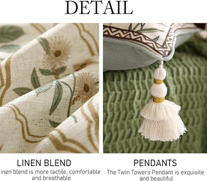 ISAENNE Design Linen Throw Pillow Covers 12"x20", Lumbar Farmhouse Cushion - Image 5