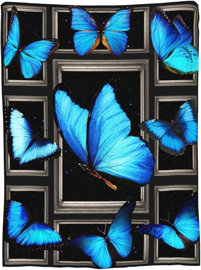 Blue Butterfly Blanket Butterflies Throw Blanket Butterfly Flannel Stuff Merch - Image 9