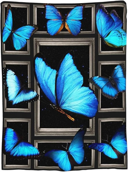 Blue Butterfly Blanket Butterflies Throw Blanket Butterfly Flannel Stuff Merch - Image 9